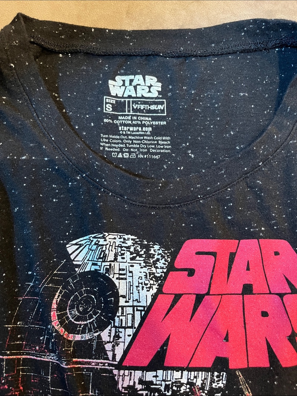 Star Wars Black Tee with Red Logo and Retro Space Graphic - Picture 2 of 5